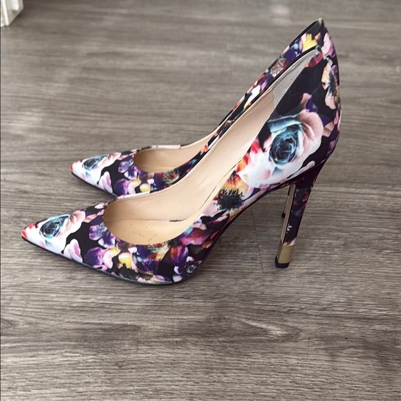 Guess Shoes - Guess Floral‎ Print Heels - Black and Purple